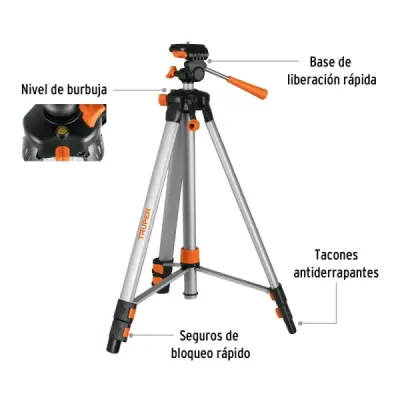 Tripié Trípode Nivel Láser 145 Cm Truper Telescópico 360°