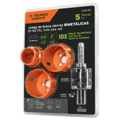 Juego Sierra Copas Bimetálicas 5 Piezas Truper Con Estuche