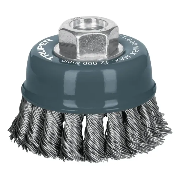Grata Copa De Alambre Trenzado Grueso De 3", Eje Multi-Rosca Truper (CT-608MRX - 100854)