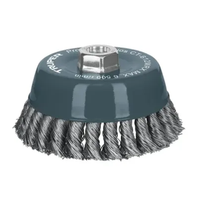 Grata Copa De Alambre Trenzado Grueso De 5", Eje Multi-Rosca Truper