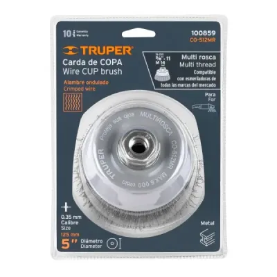 Grata Copa De Alambre Ondulado Fino De 5", Multi-Rosca Truper