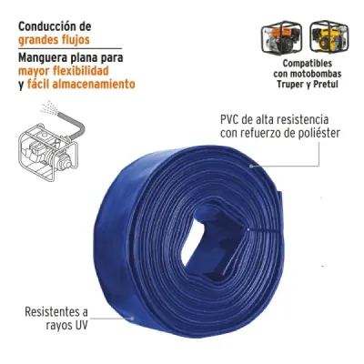 Manguera Para Motobomba De 2", 100 Metros Uso En Descarga Truper