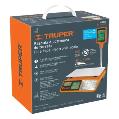 Báscula Electrónica 40 Kg Con Torreta Y Batería Recargable Truper