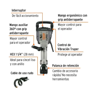 Martillo Demolición 1600 W 55 J Industrial Truper Expert