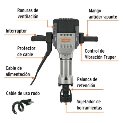 Martillo De Demolición 2.000 W 62 Joules, Industrial Truper