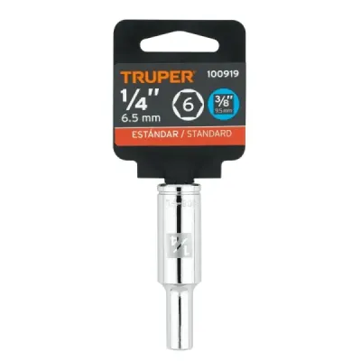 Copa Estándar Larga 1/4" De 6 Puntas, Cuadrante De 3/8" Truper