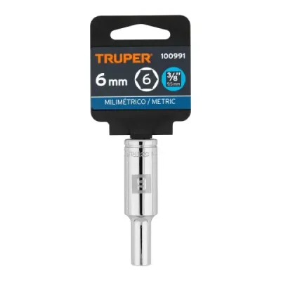 Copa Estándar Larga 6 Mm De 6 Puntas, Cuadrante De 3/8" Truper