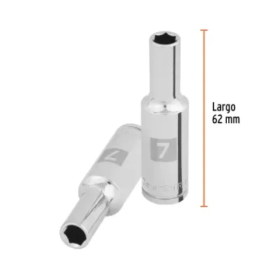 Copa Estándar Larga 7 Mm De 6 Puntas, Cuadrante De 3/8" Truper