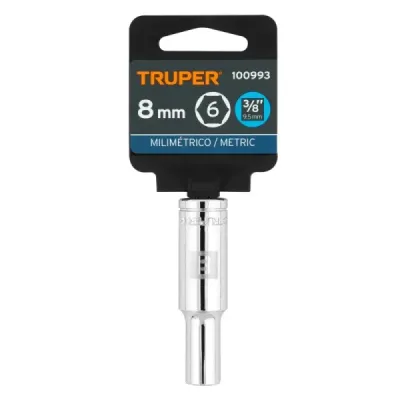 Copa Estándar Larga 8 Mm De 6 Puntas, Cuadrante De 3/8" Truper