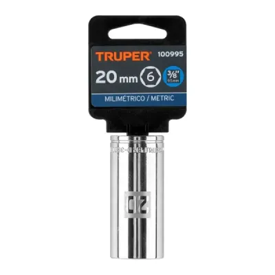 Copa Estándar Larga 20 Mm De 6 Puntas, Cuadrante De 3/8" Truper