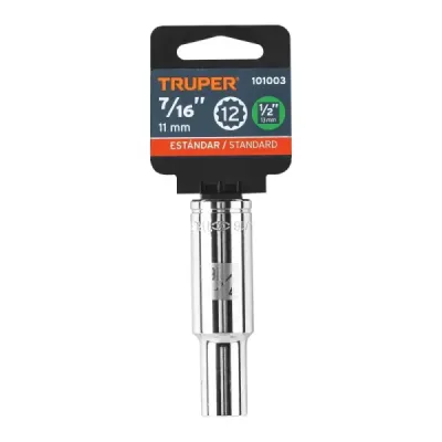 Copa Estándar Larga 7/16" De 12 Puntas, Cuadrante De 1/2" Truper