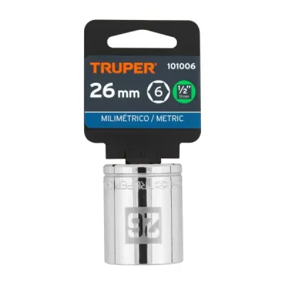 Copa Estándar 26 Mm De 6 Puntas, Cuadrante De 1/2" Truper