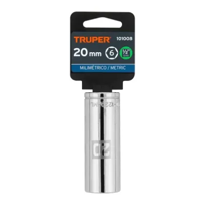 Copa Estándar Larga 20 Mm De 6 Puntas, Cuadrante De 1/2" Truper