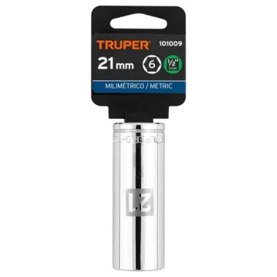 Copa Estándar Larga 21 Mm De 6 Puntas, Cuadrante De 1/2" Truper
