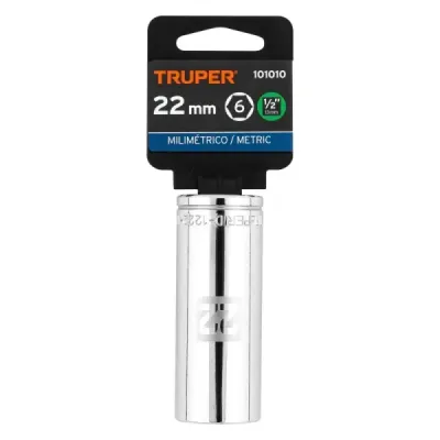 Copa Estándar Larga 22 Mm De 6 Puntas, Cuadrante De 1/2" Truper