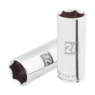 Copa Estándar Larga 24 Mm De 6 Puntas, Cuadrante De 1/2" Truper