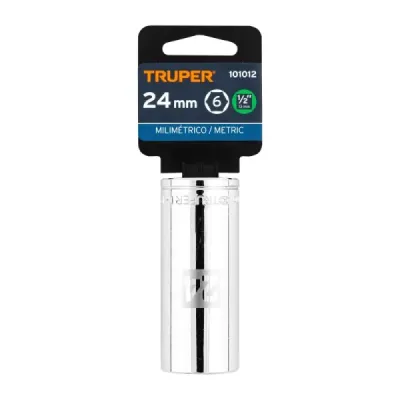 Copa Estándar Larga 24 Mm De 6 Puntas, Cuadrante De 1/2" Truper