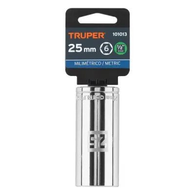 Copa Estándar Larga 25 Mm De 6 Puntas, Cuadrante De 1/2" Truper