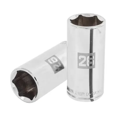 Copa Estándar Larga 26 Mm De 6 Puntas, Cuadrante De 1/2" Truper