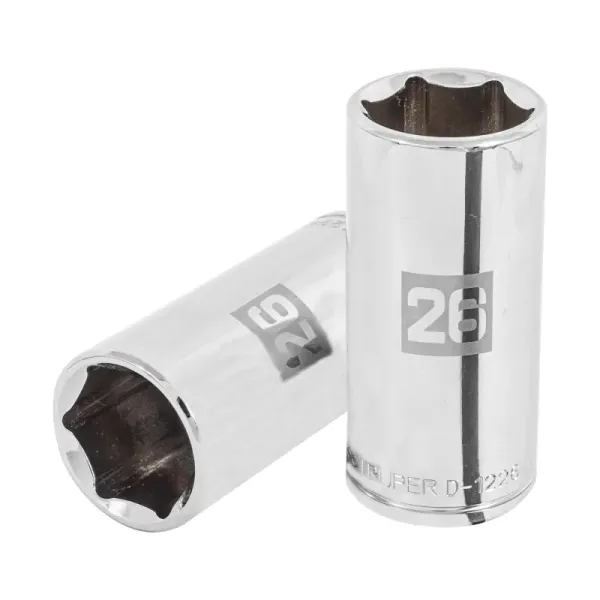 Copa Estándar Larga 26 Mm De 6 Puntas, Cuadrante De 1/2" Truper (D-1226-ML - 101014)
