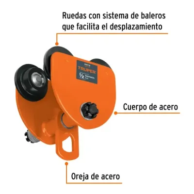 Trole De Carga Vigas Ips E Ipr Ajustable De 1/2 Tonelada Truper