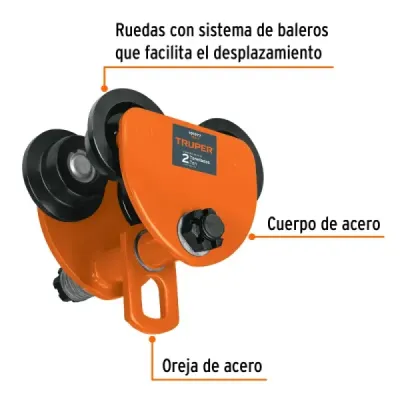 Trole De Carga Vigas Ips E Ipr Ajustable De 2 Toneladas Truper