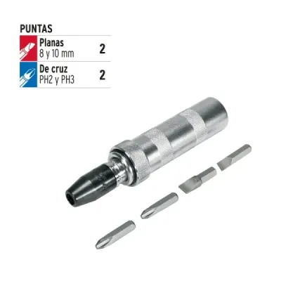 Destornillador De Impacto Con 4 Puntas Y Estuche Industrial Truper