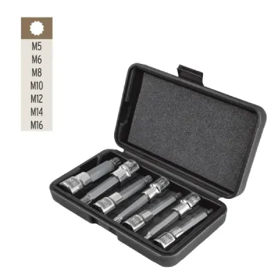 Juego De 7 Copas Largas Spline, Cuadrante 1/2" Profesional Truper