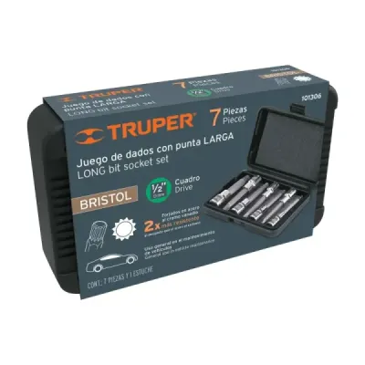 Juego De 7 Copas Largas Spline, Cuadrante 1/2" Profesional Truper