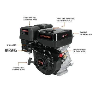 Motor A Gasolina 9 Hp, 270 Cc, Torque 16 Nm, 3600 Rpm Truper