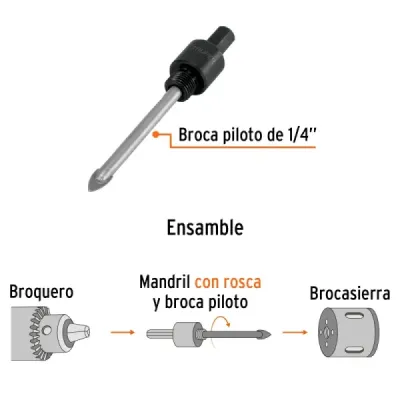 Mandril Con Rosca Para Sierra Copa Diamante, Zanco 3/8" Truper
