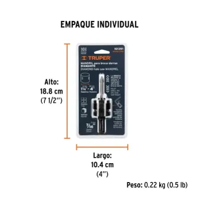Mandril Con Rosca Para Sierra Copa Diamante, Zanco 7/16" Truper
