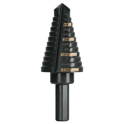 Broca Escalonada 7/16" A 1.1/8", 12 Escalones Óxido Negro Truper