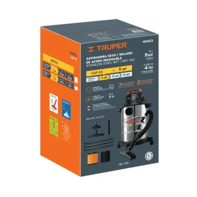 Aspiradora Sopladora 2980 W 19 L Truper Acero Inoxidable