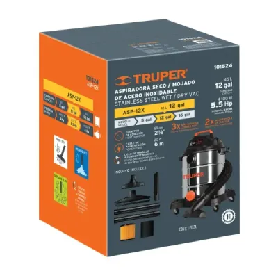 Aspiradora Sopladora 4100 W 45 L Truper Acero Inoxidable