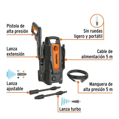 Hidrolavadora Eléctrica 1500 Psi 1400 W Truper Con Jabonera