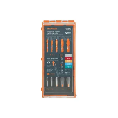 Set De 5 Brocas Multiusos 5/32" A 3/8" Para Todo Material Truper