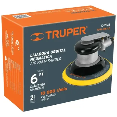 Lijadora Neumática Orbital De 6", Eje 3/16", 10.000 Rpm Truper