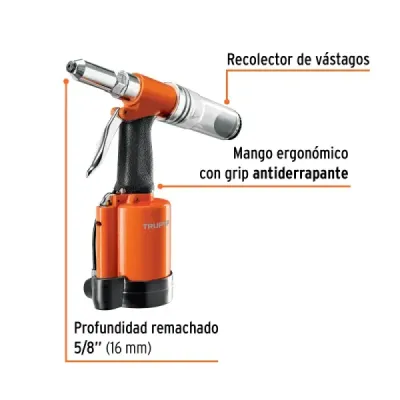 Remachadora Neumática 3/16" Fuerza De 900 Kg Truper