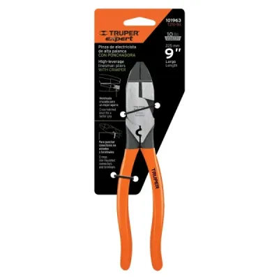 Alicate Electricista Alta Palanca 9" Ponchador De Terminal Truper