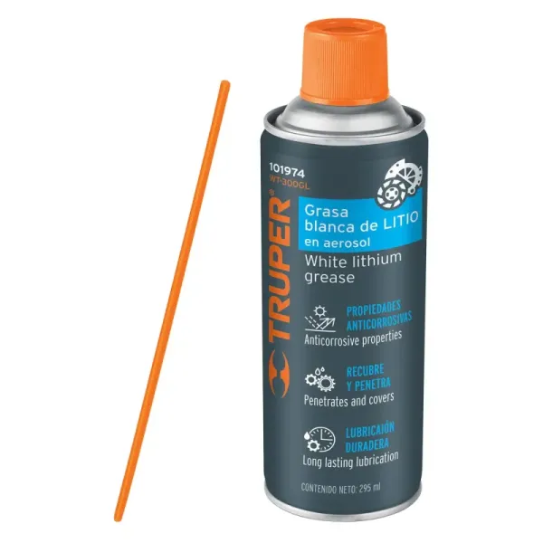 Grasa Blanca De Litio En Aerosol 295 Ml, Incluye Aplicador Truper (WT-300GL - 101974)
