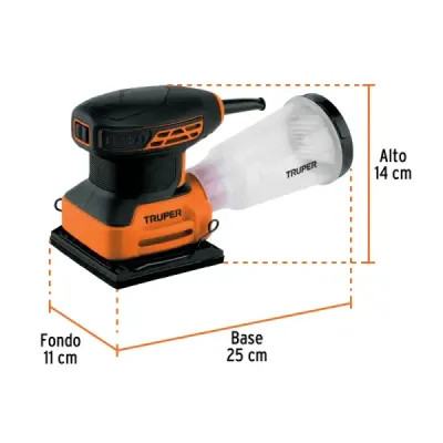 Lijadora Orbital 1/4 De Hoja 240 W Truper Pro 14000 Opm