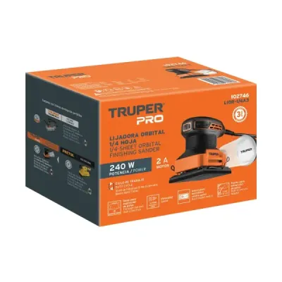 Lijadora Orbital 1/4 De Hoja 240 W Truper Pro 14000 Opm