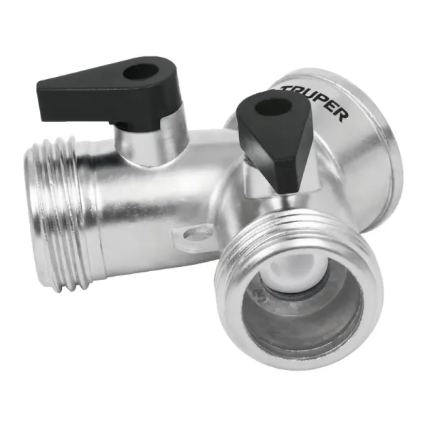 Conector Tipo Y Para Llave De Agua, Metálico Con Válvulas Truper (AD-2 - 10372)