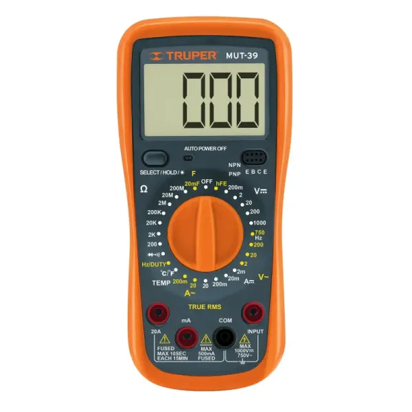 Multímetro Digital Para Diodo, Continuidad Y Transistor Truper (MUT-39 - 10402)