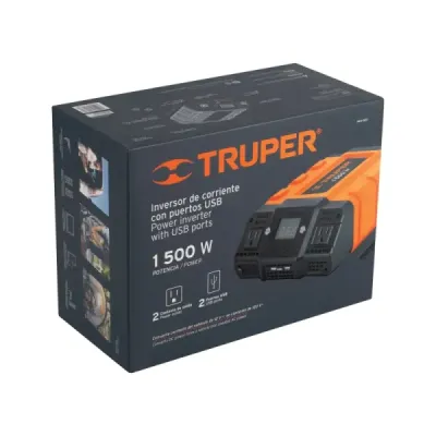 Inversor De Corriente 1500 W Para Carro Con Usb Y 2 Enchufes Truper