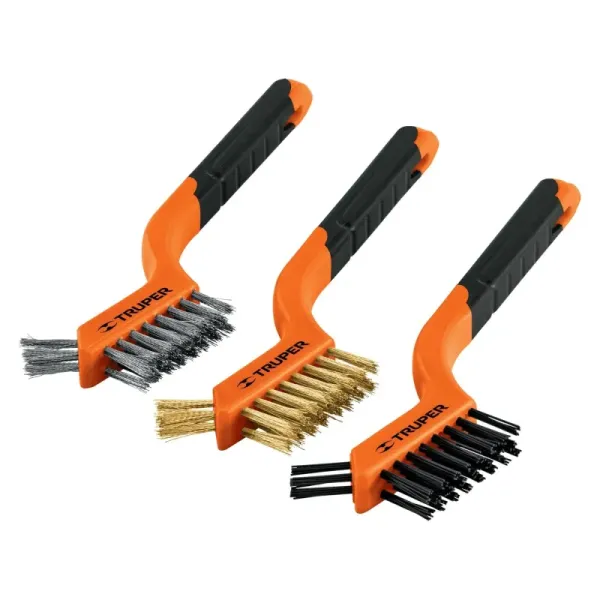 Juego De 3 Minicepillos De Alambre De Acero, Latón Y Nylon Truper (JCEA-3 - 10652)