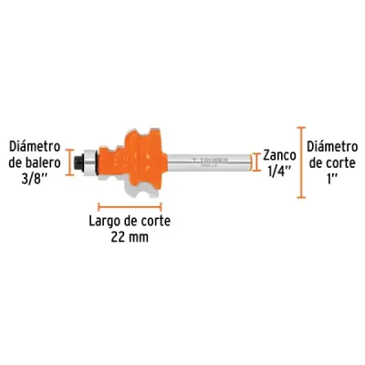 Fresa Jovel Con Balinera, Diámetro 1", Corte 21.5 Mm Truper