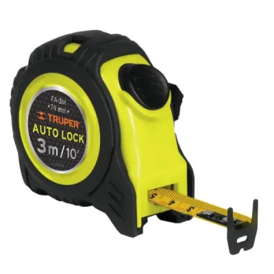 Flexómetro Auto Lock De 3 M Anti-Impacto, Uso Profesional Truper