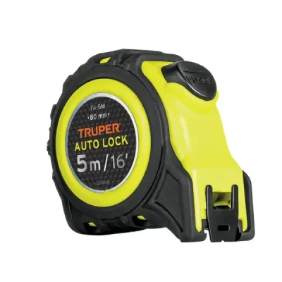 Flexómetro Auto Lock De 5 M Anti-Impacto, Uso Profesional Truper
